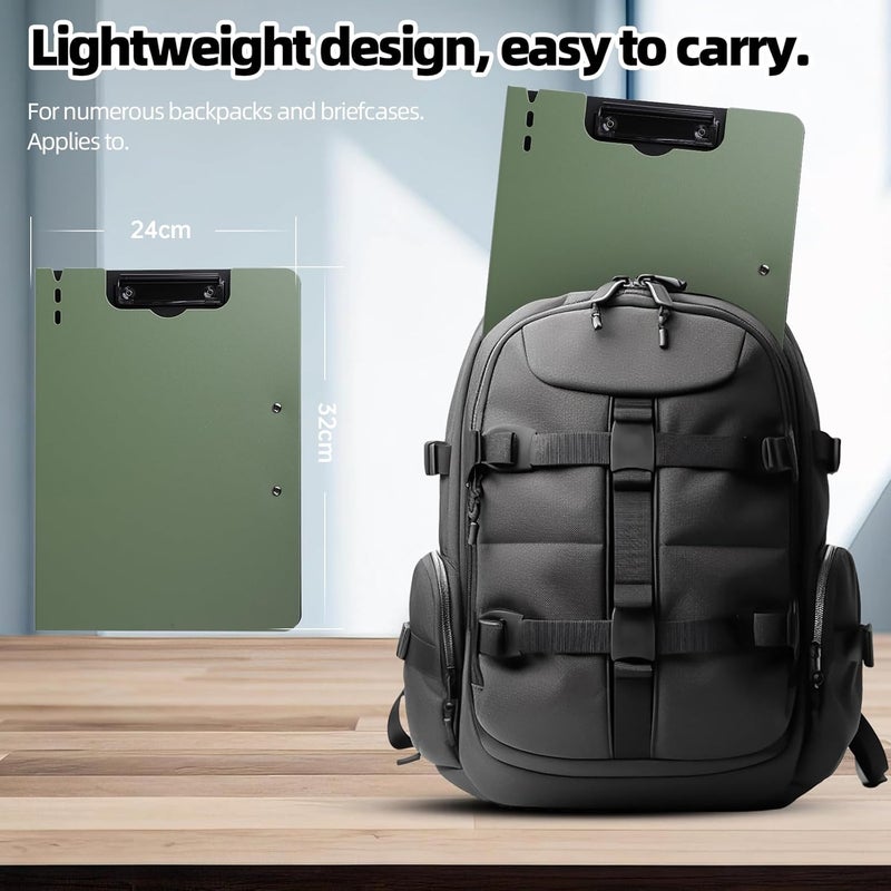FRETONBA Clipboard Folder, 5 Pack A4 Foldable Clipboard with Horizontal and Vertical Double Metal Clips, 360 Degree Foldable Binder Clipboards with Pen Holder, File Cover Folder Clipboards, Green - Image 2